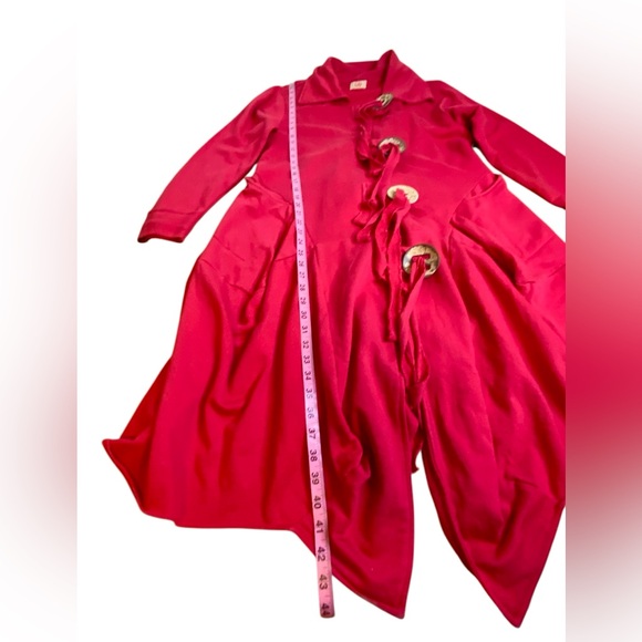 Tulip Red Toggle Lagenlook Collard Duster Jacket Women’s Size M - Picture 13 of 13